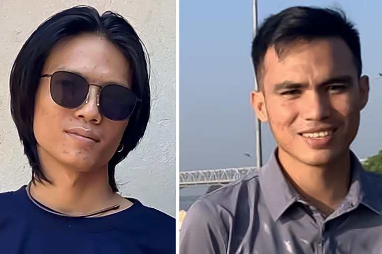 Jurnalis Myanmar Htet Myat Thu, (kiri), dan Win Htut Oo, dalam foto yang tidak bertanggal. [Foto: warga]