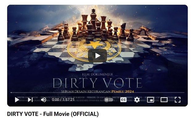 Dokumenter “Dirty Vote” ungkap kecurangan Pemilu 2024