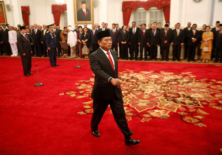 Jenderal TNI (Purn) Moeldoko, saat upacara pelantikan dirinya sebagai Kepala Staf Presiden di Istana Presiden, Jakarta, 17 Januari 2018. [Reuters]