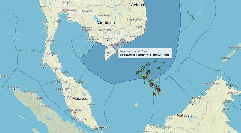 Hasil pantauan pergerakan kapal penjaga pantai China, CCG 5901 dari 29 Desember 2022 sampai 17 Januari 2023. Kapal ini merupakan kapal penjaga pantai terbesar di dunia. [MarineTraffic]