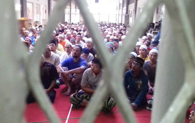 Narapidana yang menjadi santri Pesantren At-Taubah di Lembaga Pemasyarakatan Lowokwaru Kota Malang, Jawa Timur, 6 Juni 2018. (Eko Widianto/BeritaBenar)
